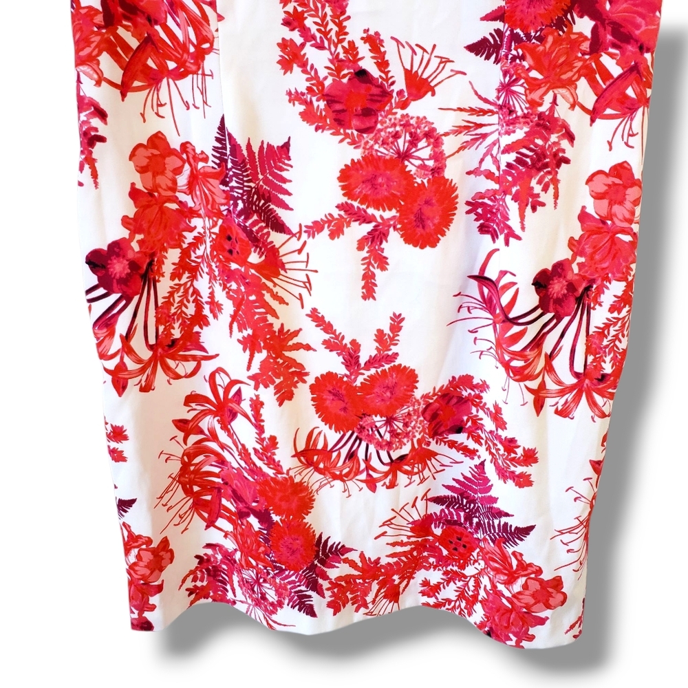 Mario Serrani White And Red Floral Print Sheath Dress Size 14 - Picture 4 of 10